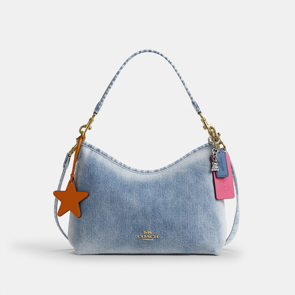Coach Outlet Laurel Shoulder Bag In Loved Denim With Charms